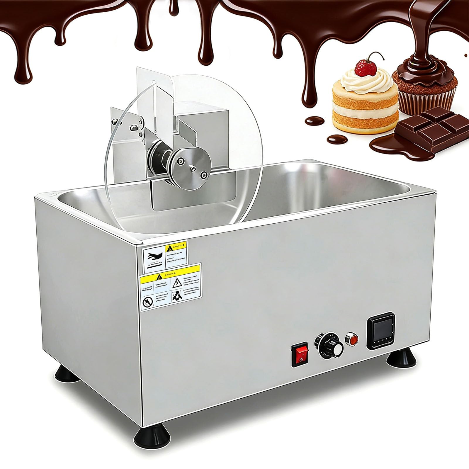 YXYLJOZ 14L Chocolate Tempering Machine - 600W Commercial Melting Pot with Digital Control for Perfects Candy, Cheese, White & Dark Chocolate Melting