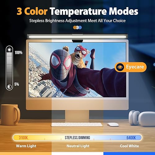 Miniatura 2 de Computer Monitor Light,Screen Monitor Light Bar with Backlight for Eye Caring, E-Reading LED Task Lamp with Color/Dimming Adjustment,Touch