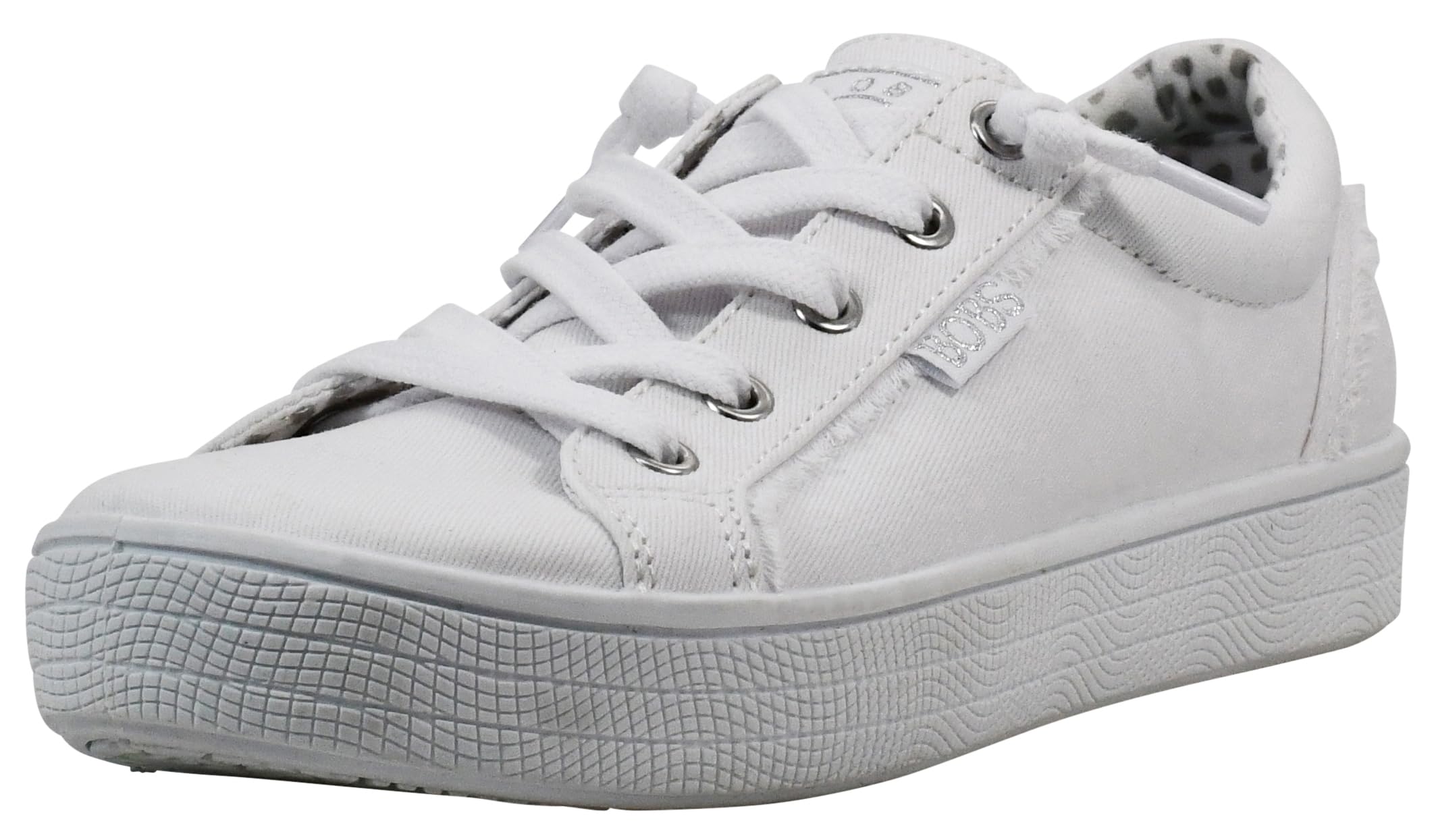 Skechers BOBS Women's B Extra Cute - 2Cute4U Sneaker, White/Silver, 10