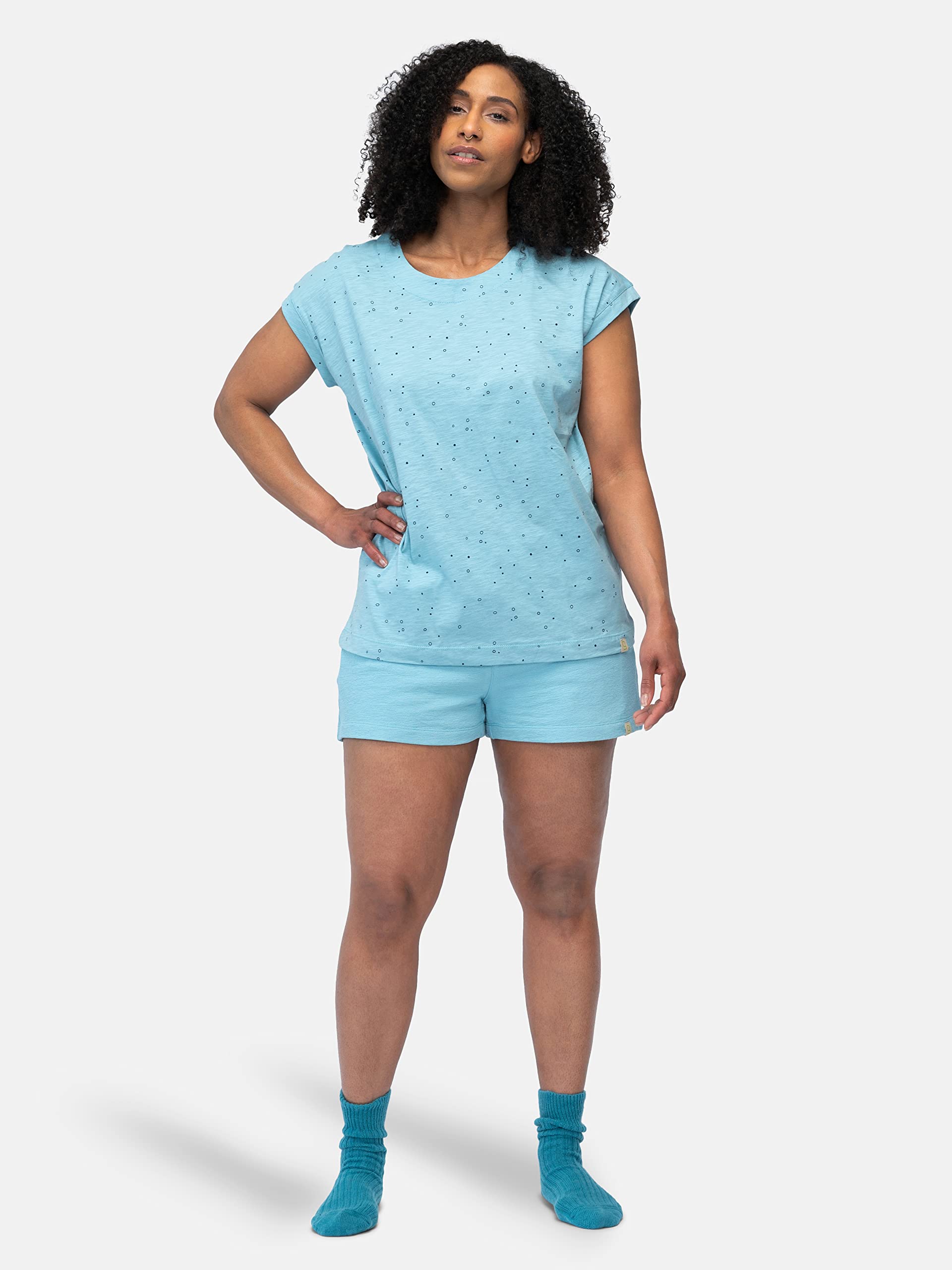 Maglietta Slub Jersey con Stampa Parte Superiore del Pigiama Donna
