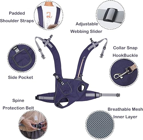 Miniatura 5 de ELEDUME Transportador para perros pequeños y medianos de 10 a 20 libras, transpirable para perros y gatos con correa ajustable y almohadilla para el