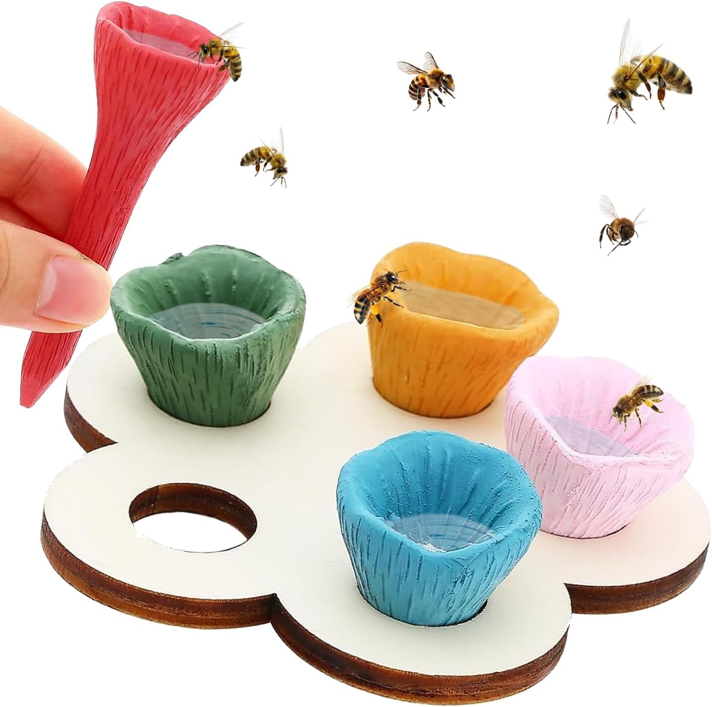 Bee Cups For Thirsty Bees - Garden Bee Cups Drinking Station - Eco-Friendly Bee Hydration Solution - Perfect for Gardens and Outdoor Spaces - Attractive