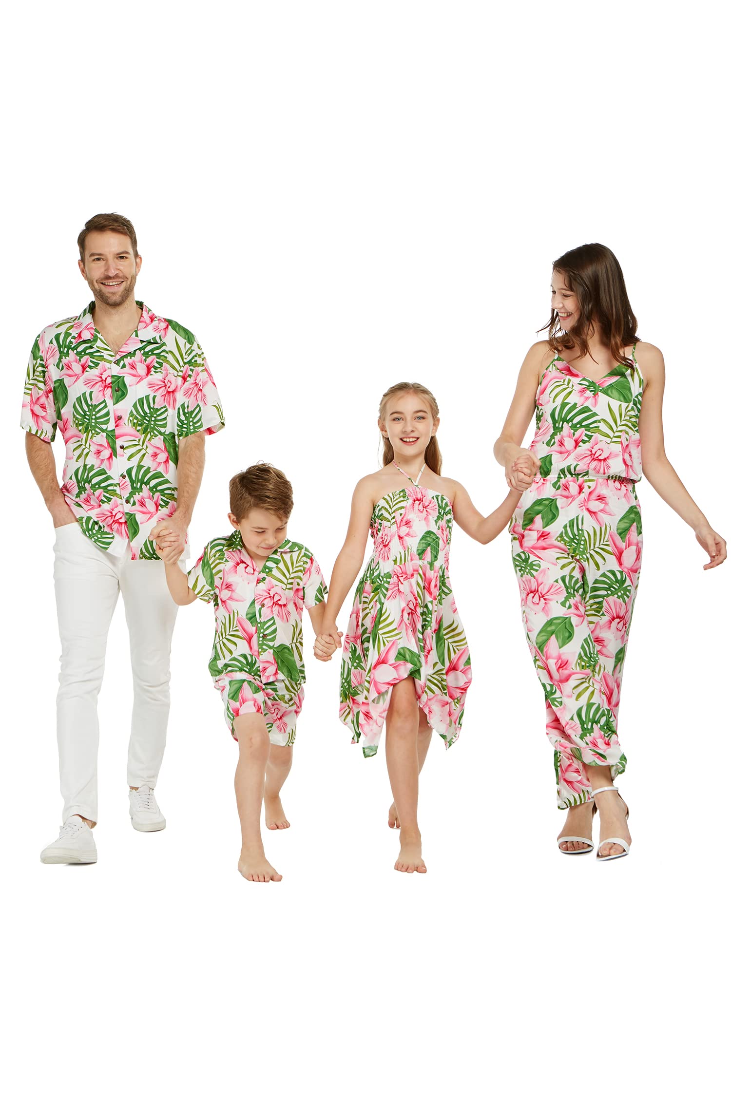 Matchable Family Hawaiian Luau Men Women Girl Boy Clothes in Lotus and Orchid