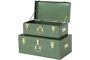 Vixdonos Sturdy Metal Storage Trunk Chest for Dorm and Home