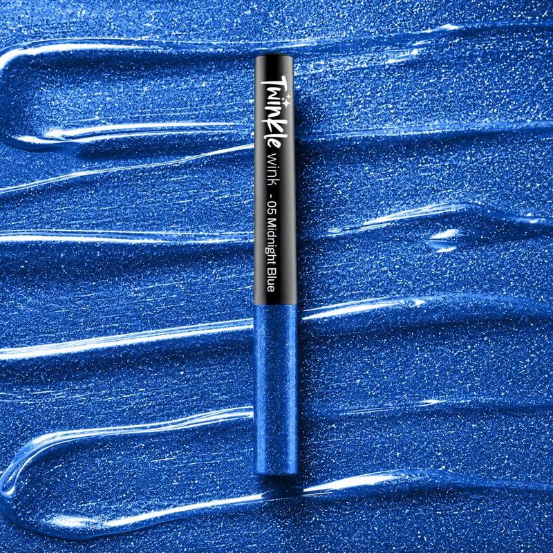 Image of MARS Twinkle Wink Glitter Eyeliner (1.6 ml) (05-MIDNIGHT-BLUE) | Long-Lasting Sparkle Liquid Liner | Smudge-Proof, Quick-Dry Eye Makeup for Party, Wedding & Festival