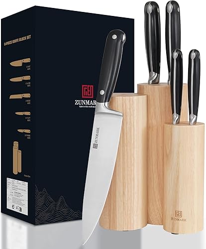 Miniatura 8 de Skylark Series - Juego de cuchillos de cocina de 6 piezas de acero de alto carbono X50CrMoV15 con bloque de madera maciza, juego de bloques de