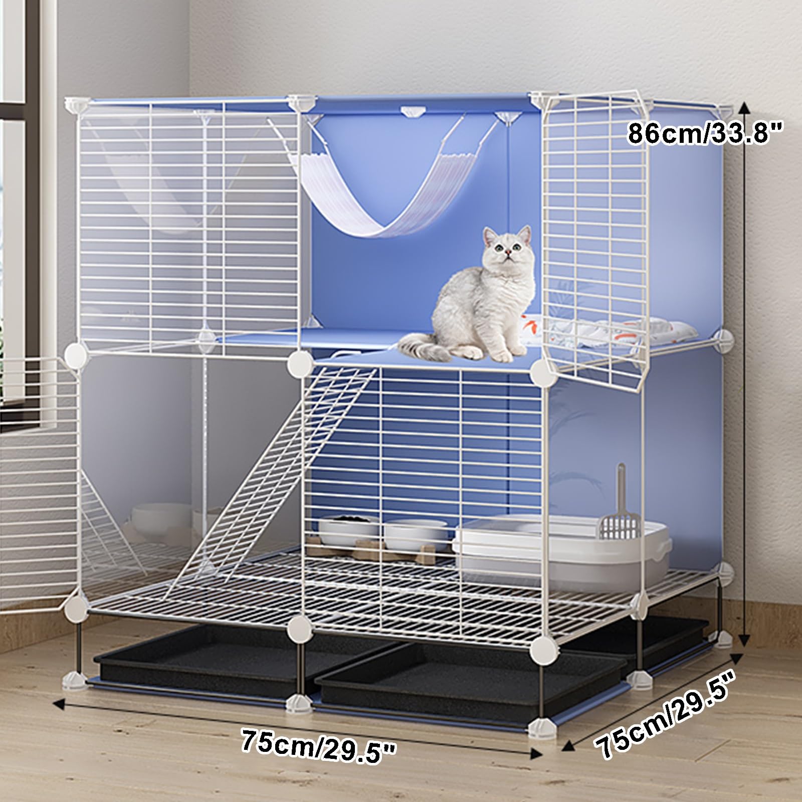 Jaulas para Gatos de Interior, Jaulas para Gatos de Interior DIY Casa para Mascotas de Interior con palets y Plataformas, Casetas de Alambre metálico Parque para Gatos Condominio para Gatos (Colo