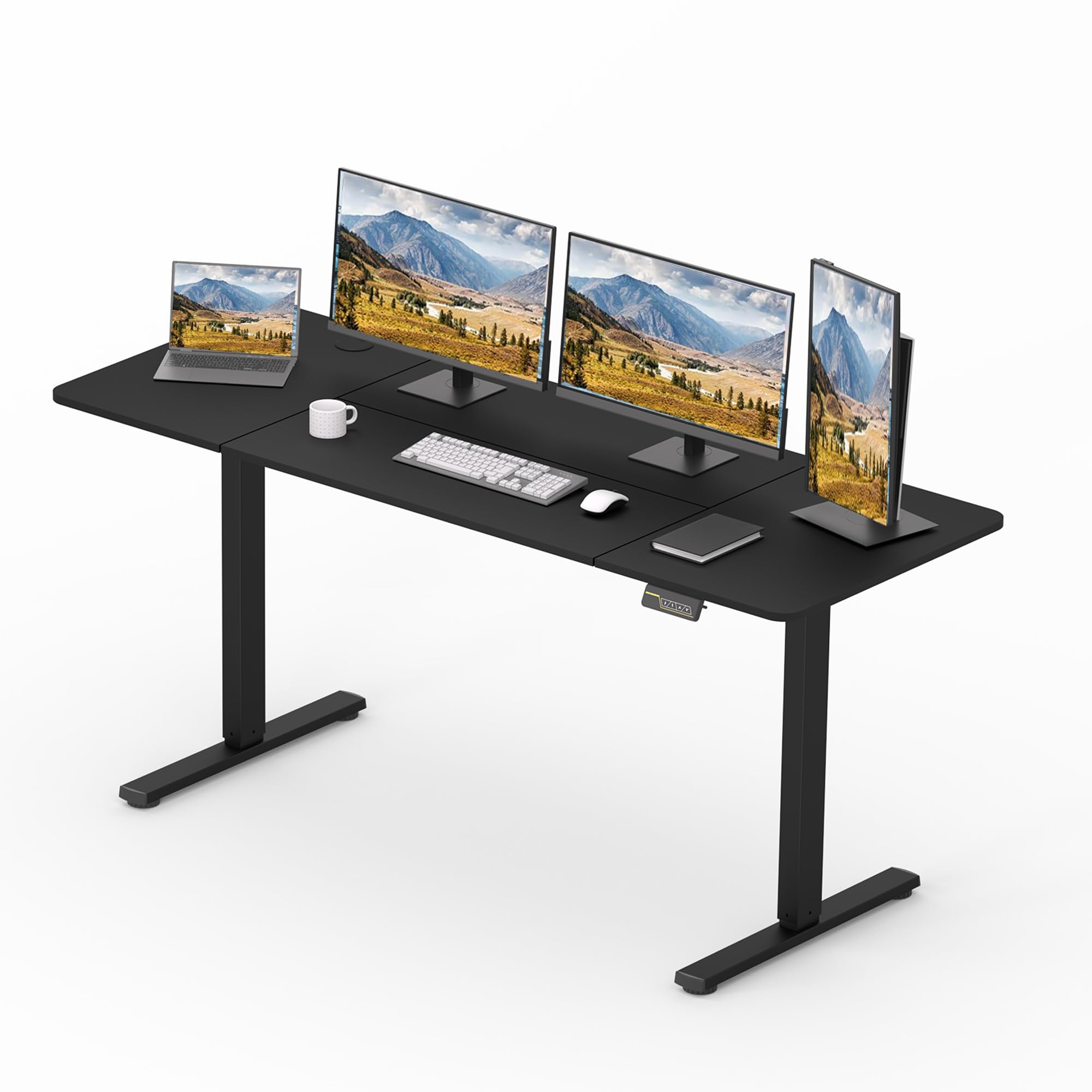 SANODESK Escritorio Elevable Eléctrico 160x60cm con 2 Gancho, Cerradura para niños, Standing Desk, Mesa Elevable Escritorio, Mesa Escritorio Elevable, Función de Memoria, para Trabajo/Hogar(Negro)