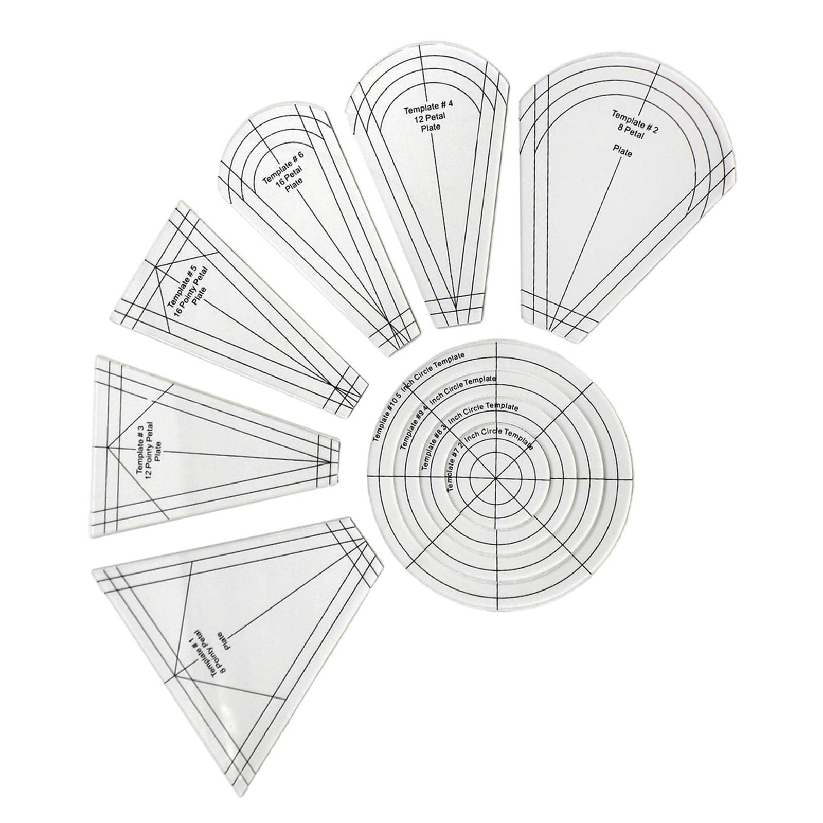 10 Pcs Clear Patchwork Ruler Regular Plate Templates Quilting Ruler Sewing Stencils for Patchwork and Quilting Hobbyists