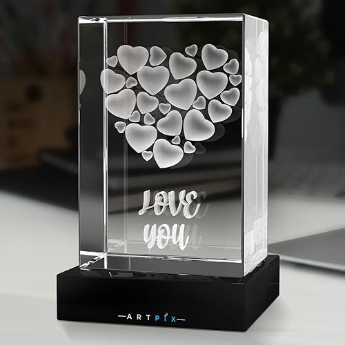 Miniatura 6 de ArtPix 3D Corazón de corazones de cristal, regalos personalizados para él, ella, mamá, papá, imagen grabada con láser 3D, regalos conmemorativos