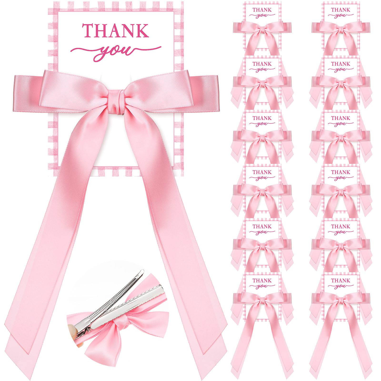 12 Pack Pink Bow Party Favors Hair Bows for Girls Coquette