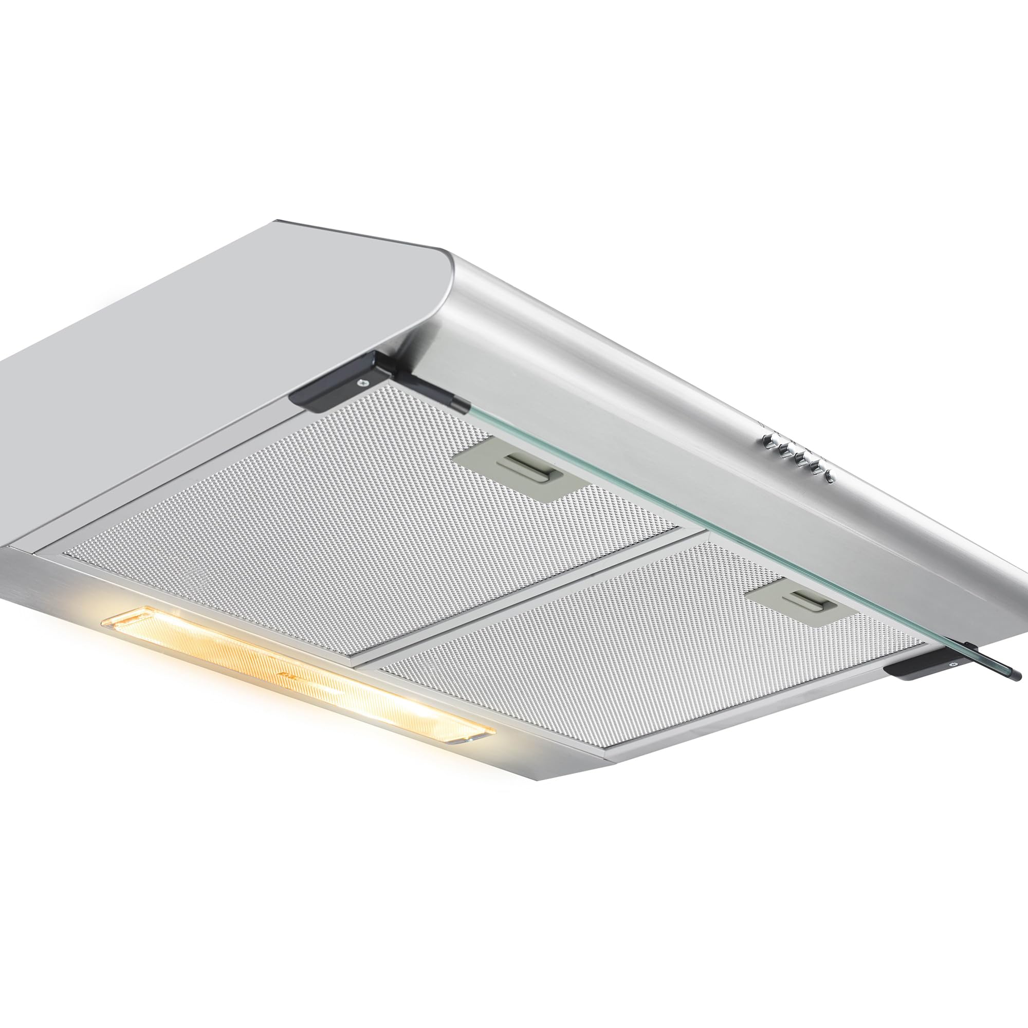 XCH-450S Cappa aspirante Piano di lavoro 60cm, Cappa Cucina Scarico e Riciclaggio 347,4 m³/h, Doppio Motore, Acciaio inossidabile, Argento
