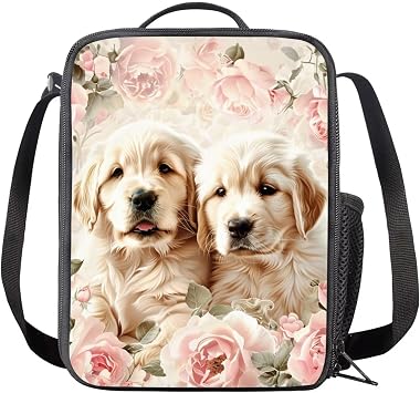 Golden Retriever Insulated Lunch Bag for Girls Boys, Thermal Dog Print Kids Lunch Box Meal Bag Portable Lunch Container Bag for Women, Reusable Lunch Meal Bag for School Travel