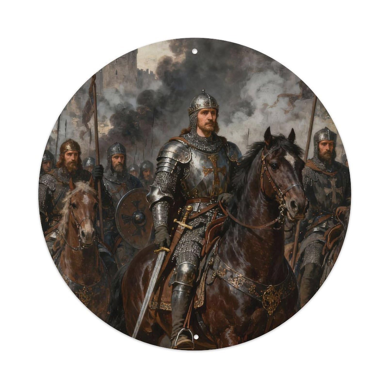 Crusader Battle Poster Medieval Knights Templar Metal Tin Sign