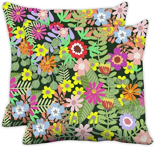 Sofa Throw Pillow Covers Set of 2 Colorful Vintage Floral Decorative Pillowcase Unique Xmas Cushion Cover Forro para Cojines De Sala Christmas