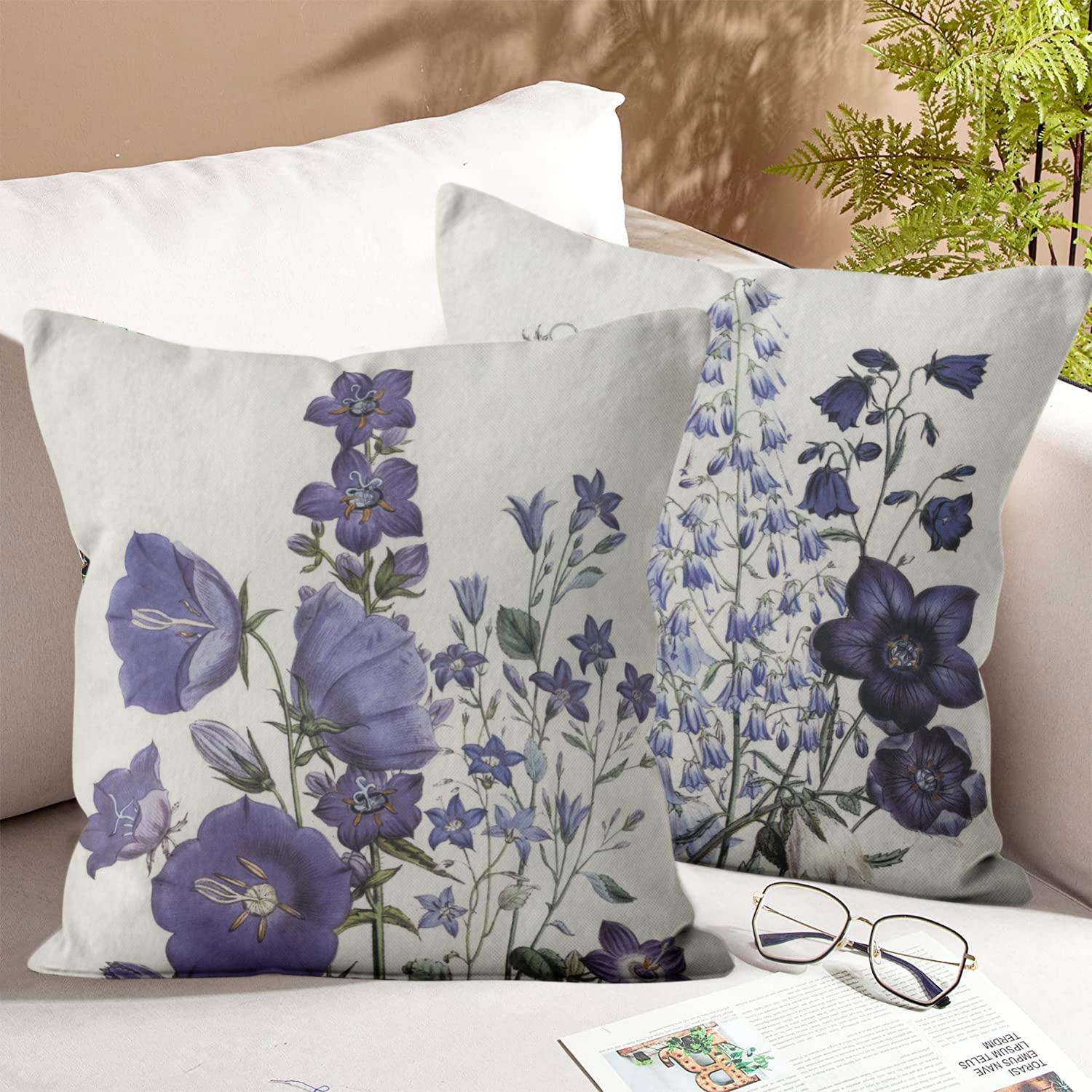 Set di 2 federe per cuscini floreali primaverili ed estive, 40,6 x 40,6