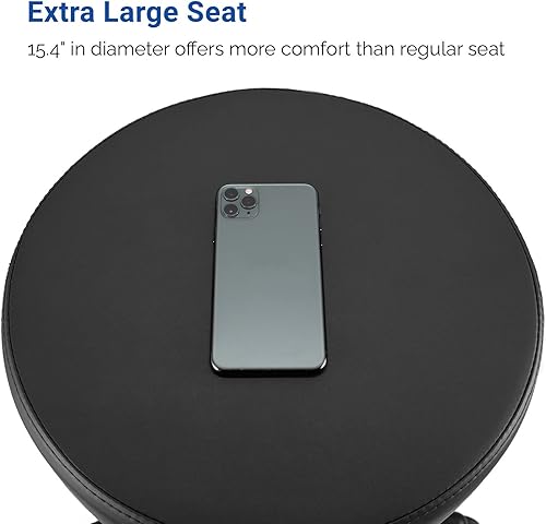 Miniatura 8 de JMU Taburete rodante con ruedas, taburete de asiento grande de cuero de PVC, capacidad de peso de 400 libras, altura ajustable resistente para