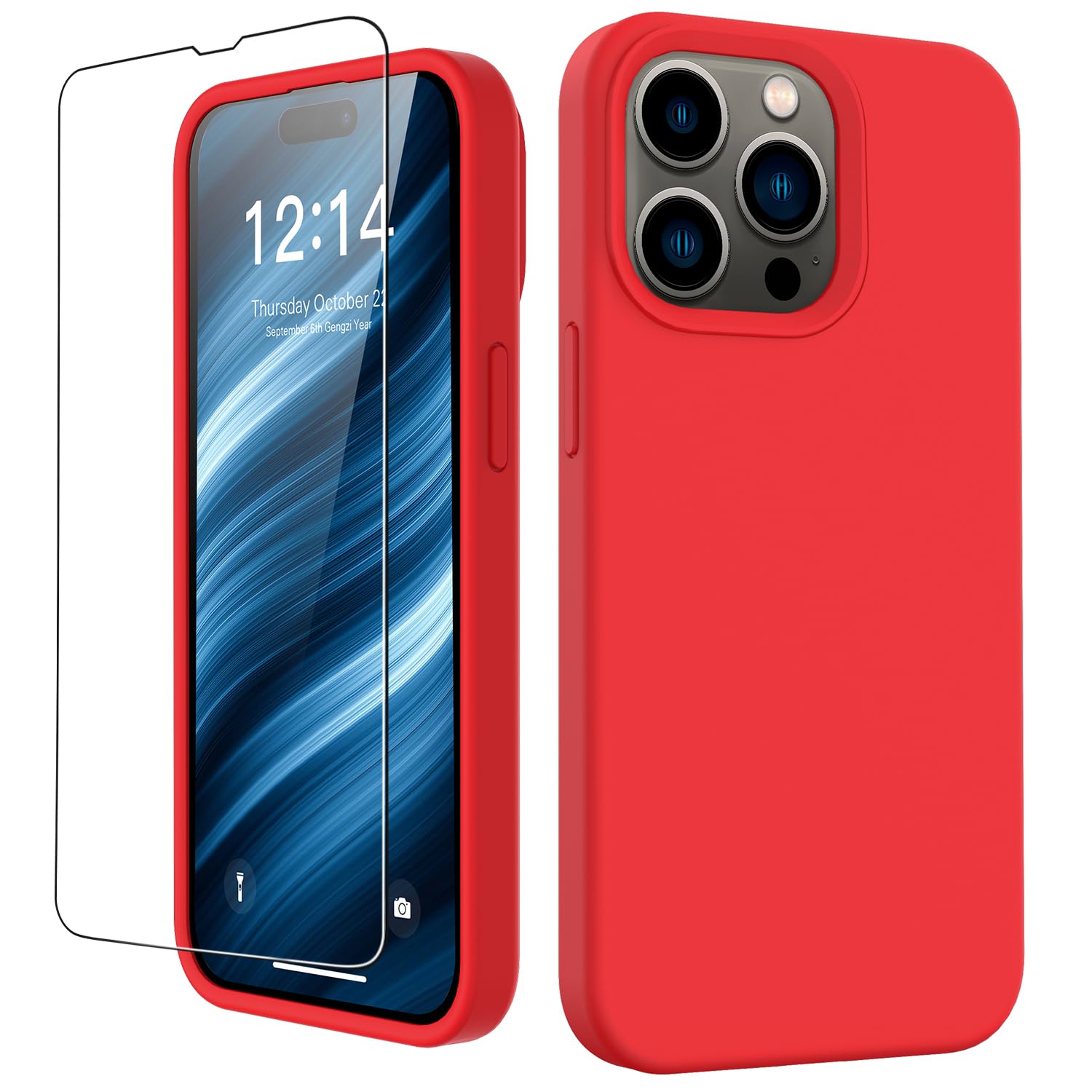 FUNMIKO Compatible with iPhone 15 Pro Case with Screen Protector,Upgraded Liquid Silky Soft Silicone,Fashionably Designed for Women and Girls,