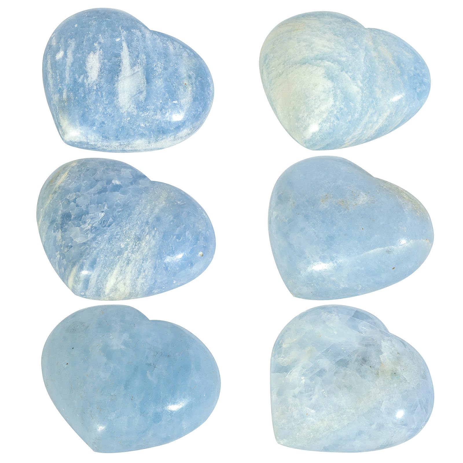 Nupuyai Natural Blue Celestite Crystal Heart Stone, Polished Worry Palm Stone Anxiety Relief - Image 4