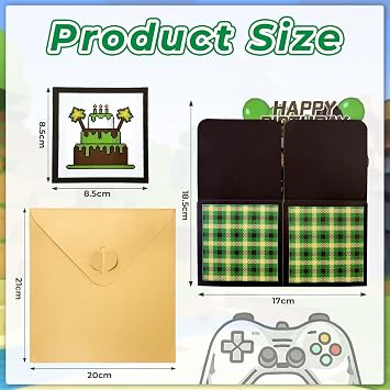10th Birthday Card Boy, 10 Year Old Birthday Card for Grandson Son Nephew, 3D Pop Up Pixel Gaming Birthday Greeting Cards, Happy Birthday Decoration Gifts with Notecard & Envelope