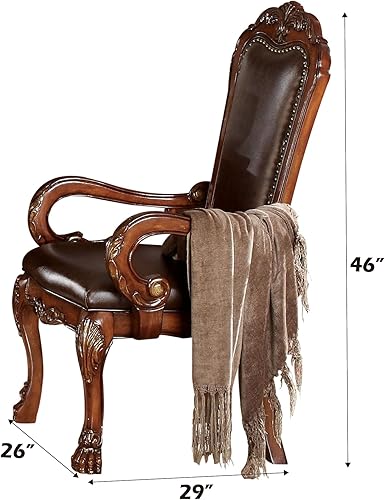 Miniatura 3 de ACME Dresden - Sillón de brazo juego de 2 - PU y roble cerezo