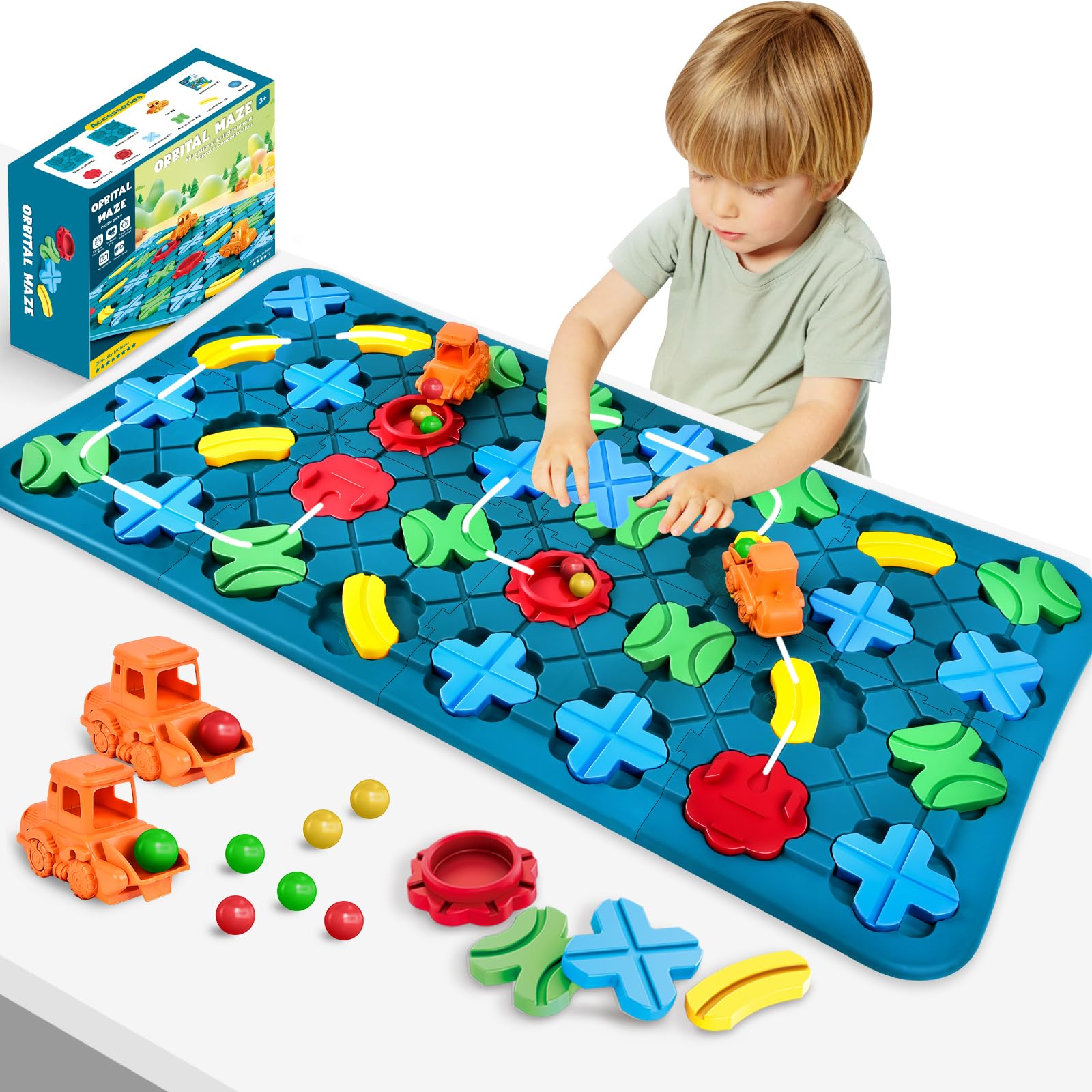 Gioco Da Tavolo Logical Road Builder Per Bambini 4+ Anni - Puzzle Labirinto Montessori 57x57 - 2