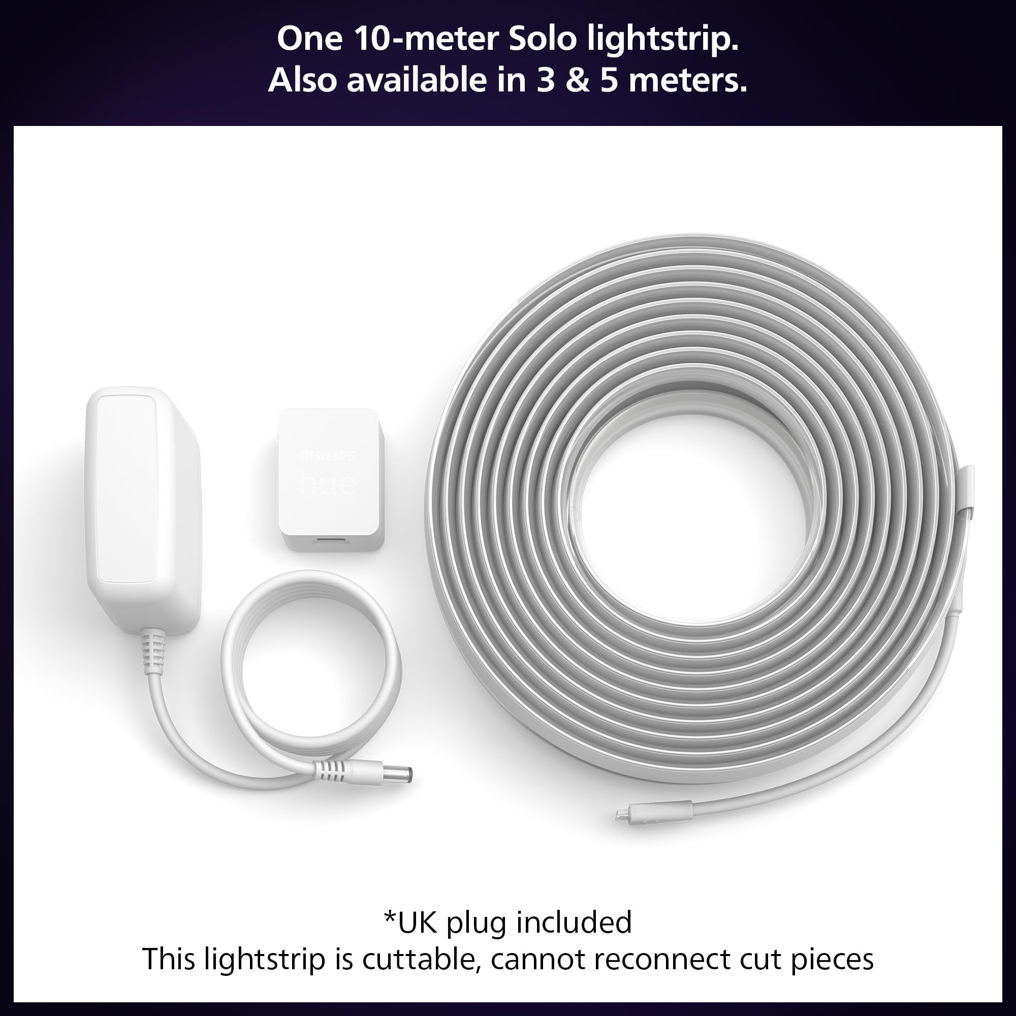 Philips Hue Indoor 10-Meter Smart LED Solo lightstrip (Non Extendable), 1 Pack, Control with Hue App, Works with Alexa - Image 2