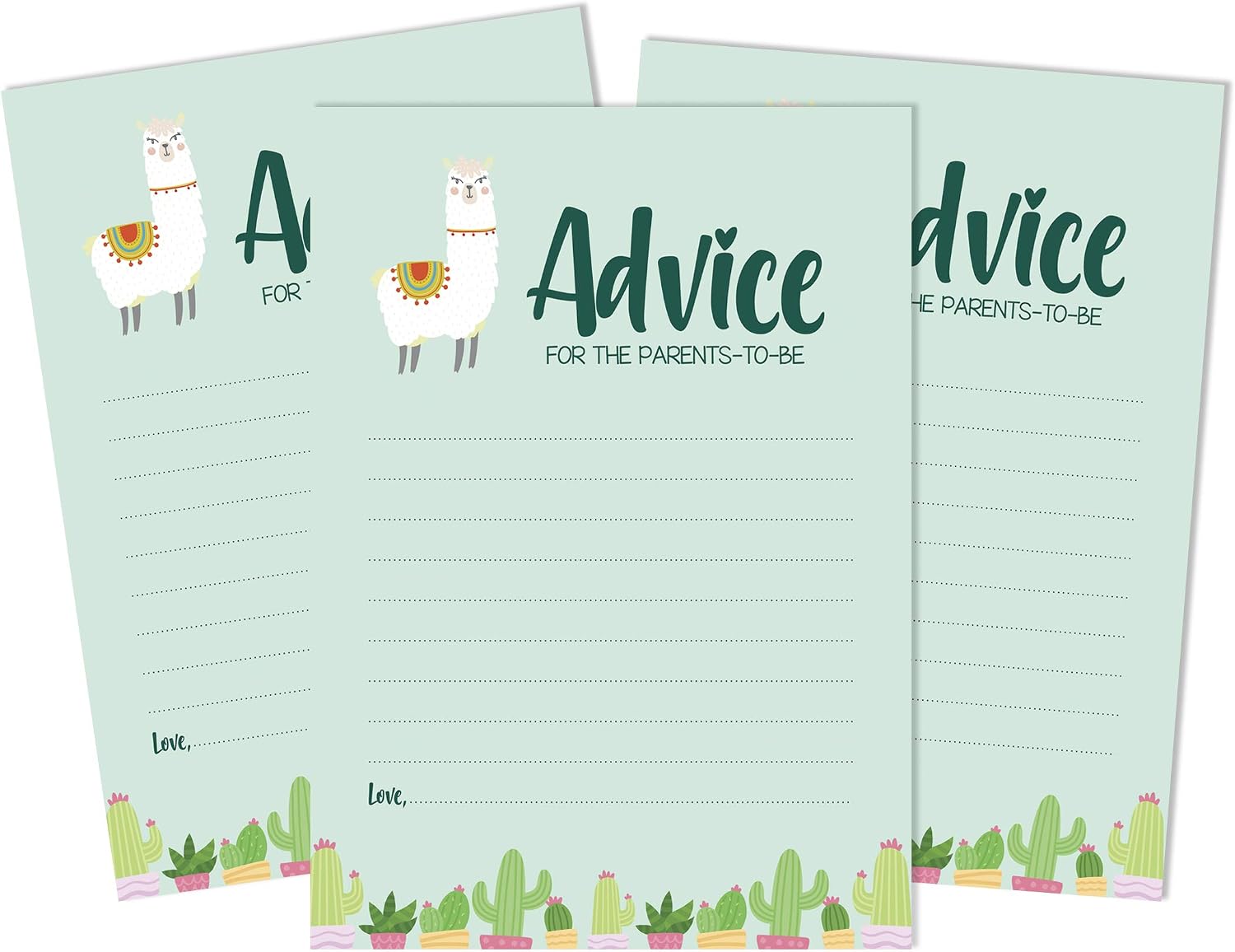 Inkdotpot 50 Advice Cards New Parents For Baby Shower Game Party Supplies Llama Gender Neutral Advice For New Mom & Dad