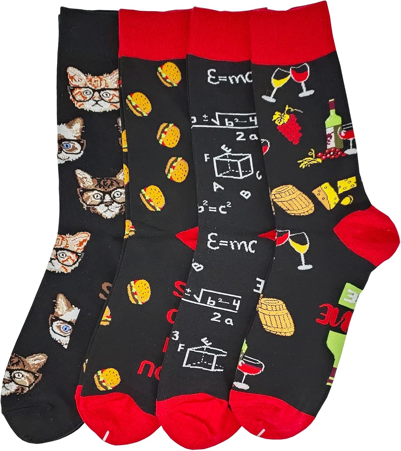 HSELL Mens Fun Patterned Dress Socks - Funny Novelty Crazy Design Cotton Socks