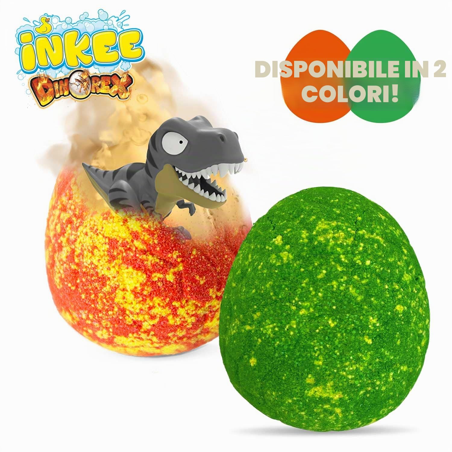 INKEE Surprise Dinorex Set di 8 Bombe da bagno bambini con sorpresa Dinorex, giocattoli per vasca con odore a sorpresa