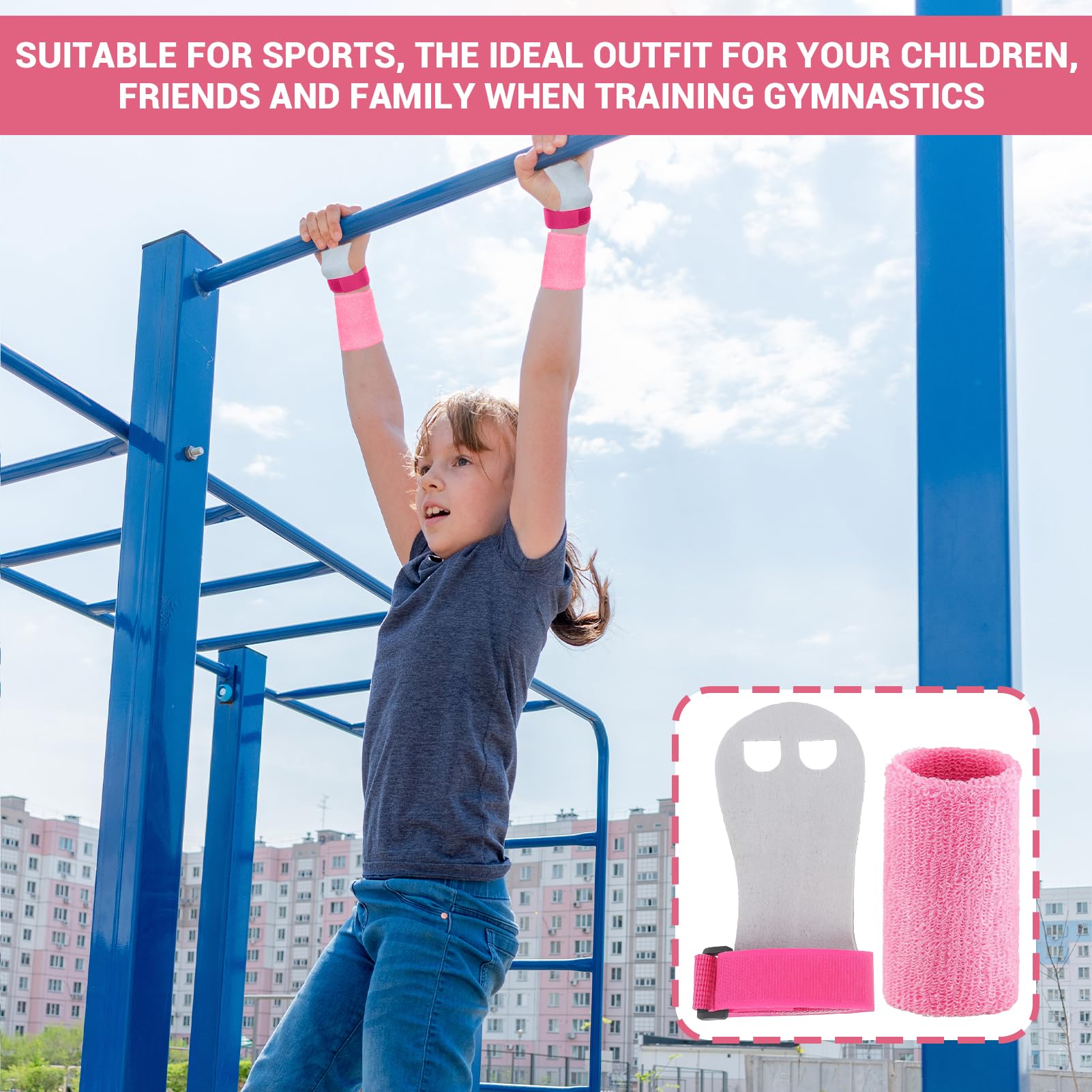 Manique Gymnastique Fille avec Sangles de Protège-Poignet, Gants de Gym pour Enfants - Exercice Traction