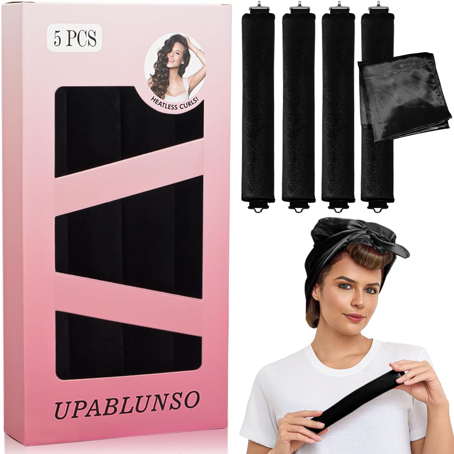 Heatless Velvet Hair Curler Jumbo – ‘s nachts hitteloze uitblaasstaven – hitteloze krullen voor alle haartypes haarroller, geen hitte haarkrulspelden stylingtools haarkrulspelden om in te slapen (set
