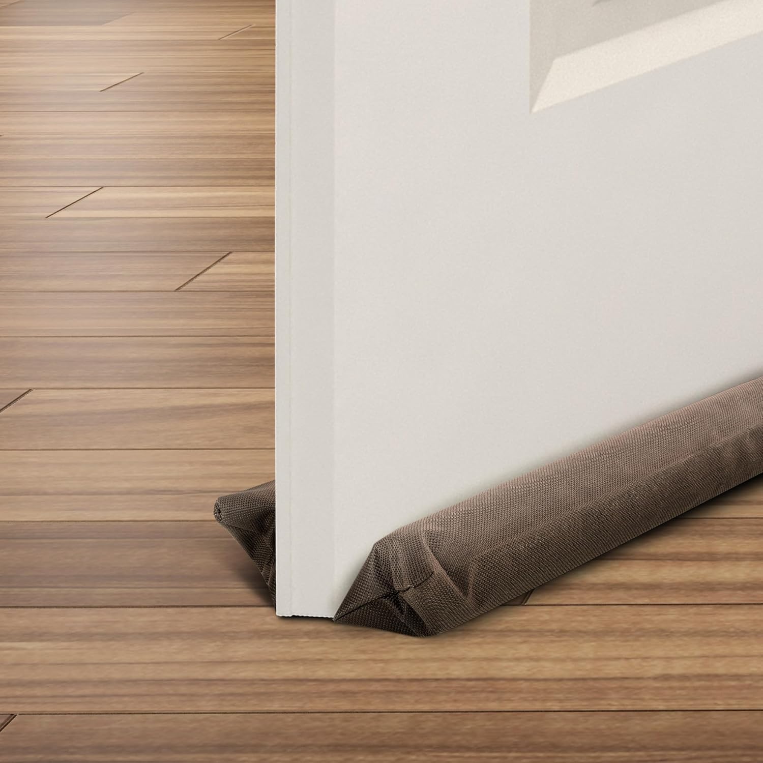 Cuqoo Brown Draft Excluder For Doors - Fits 76.2-91.4Cm Adjustable Under Door Draught Excluder With Thick Foam, Noise, Cold, Dust & Odours, Washable, Energy-Efficient Draft Seal For Gaps Up To 3.8Cm,