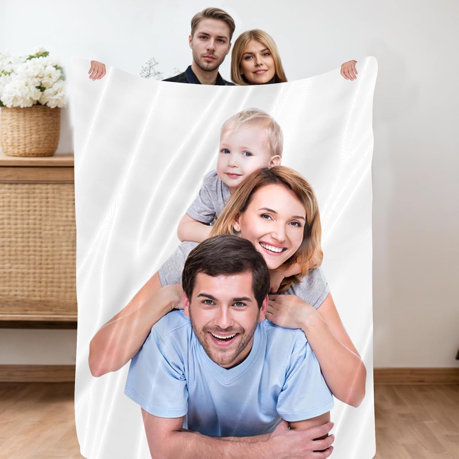 Nsipan Custom Blanket with Picture Text Personalized Blanket Thows Customizable Fleece Blanket Custom Print Photo Blanket Unique Valentine's Day Gift for Couples Girlfriend Boyfriend Wife Husband