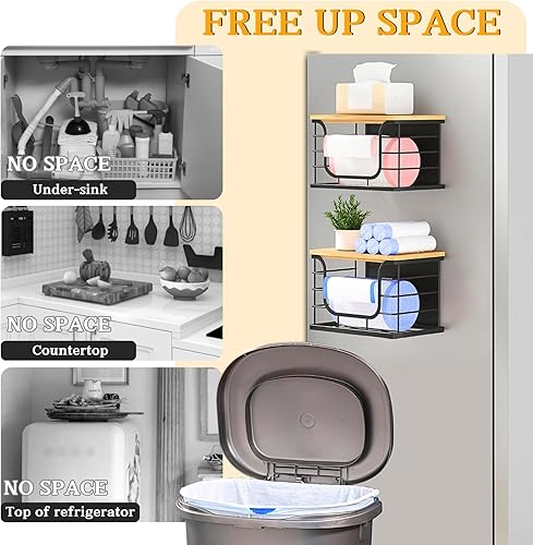 Miniatura 3 de Ofiray-home Estante magnético para almacenamiento de bolsas de basura para refrigerador, 1 paquete de soporte apilable para bolsa de basura con tapa