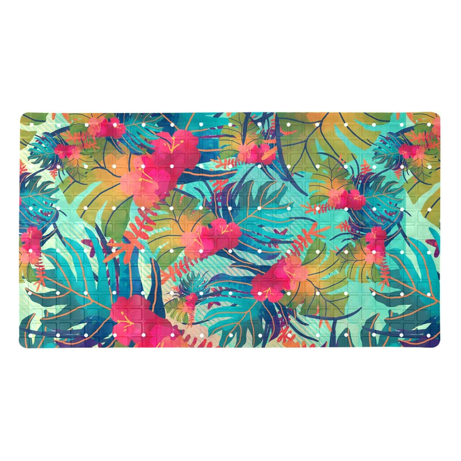 Tapis de bain antidérapant motif feuilles pour une douche zen