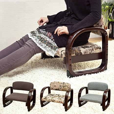 Amazon 座椅子 チェア コンパクト座椅子 小さいチェア お年寄り 高齢者 補助椅子 座面昇降 ひじ掛け 肘付き座椅子 父の日 母の日 敬老の日 高さ3段階 ラクラク座椅子ファブリック 1人用 無地 和柄 正座いす 花柄 Fl 座椅子 オンライン通販