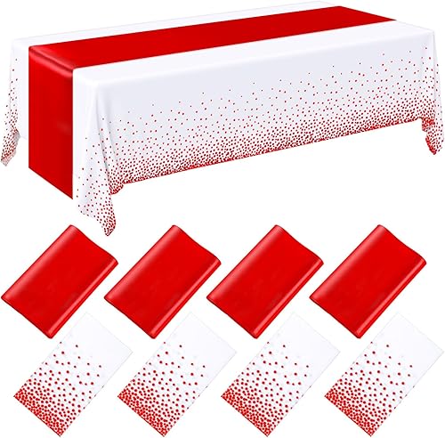 Miniatura 26 de Breling - Juego de 16 manteles desechables de plástico y camino de mesa de satén, color negro y azul, 54 x 108 pulgadas, manteles y caminos de mesa