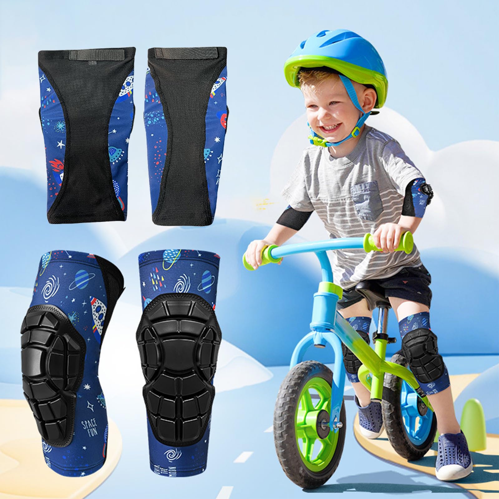 YJZQ Genouillère enfant Vélo Genouillère Rugby Protège-genoux Respirant Protection anti-choc pour Sport Football Cyclisme Basket-ball Scooter S-3-5ans