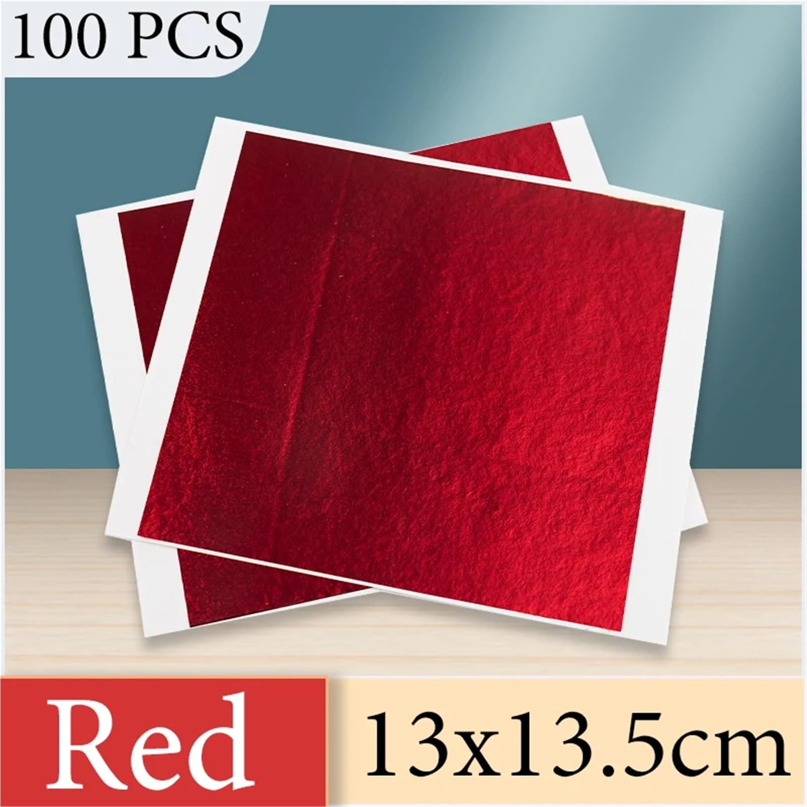 Arkusze do złocenia płatkami złota, Arkusze folii z czerwonego złota 13x13,5 cm Opakowanie 100 arkuszy do rękodzieła artystycznego DIY Ozdoba paznokci(1000pcs Red)