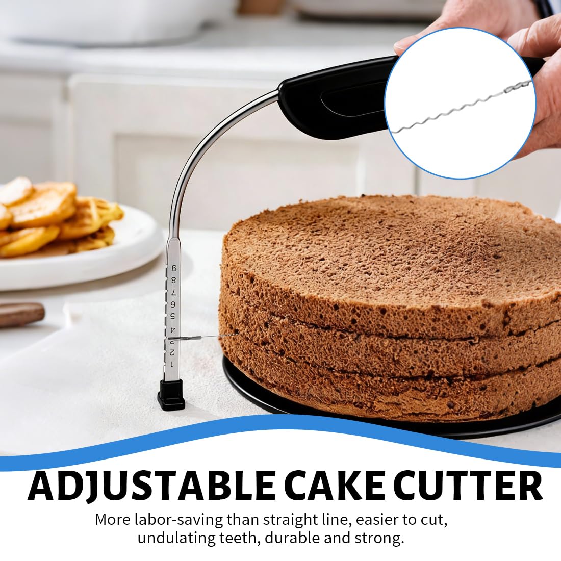 Couteau à Gâteau en Acier Inoxydable Réglable en Hauteur, Coupe Gâteau Patisserie