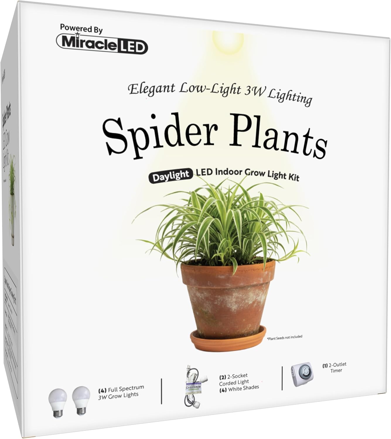 Miracle LED Elegant Low-Light Spider Plant Grow Light Kit 2-Socket Full Spectrum (2- Pack)
