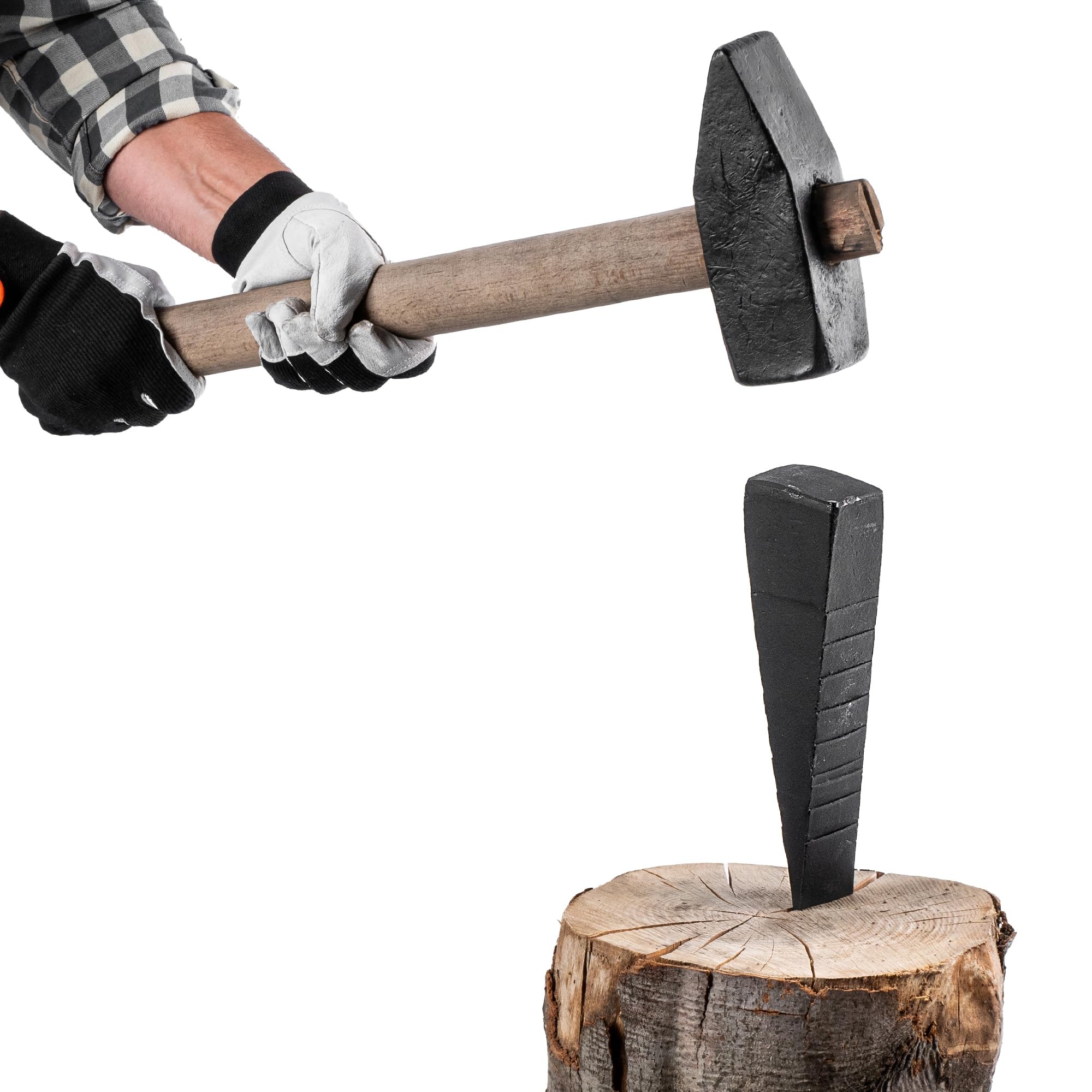 KADAX Cale de fendage en acier - 26,5 x 5 x 7 cm - Pour abattre et fendre le bois - Robuste - Grenade à fendre - Cale de rechange