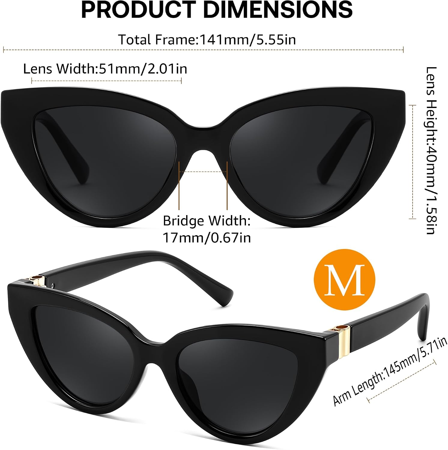 FEISEDY Cat eye Sunglasses with Polarized and UV400 Protection for Women, Retro Stylish for Driving Fishing and Party B0428