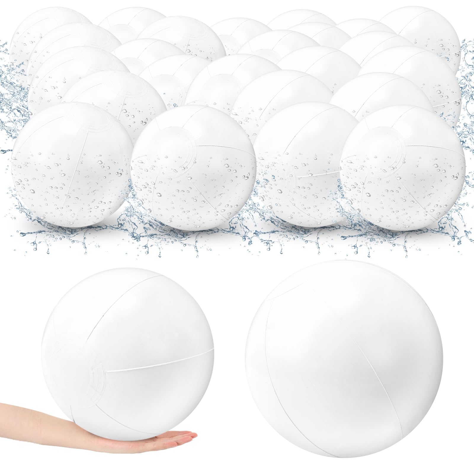 Junkin 36 Pieces 5.5 Inch Solid White Beach Balls Bulk Inflatable Beach Ball Swimming Pool Party Balls Beach Game Toy for Summer Beach, Pool and Party