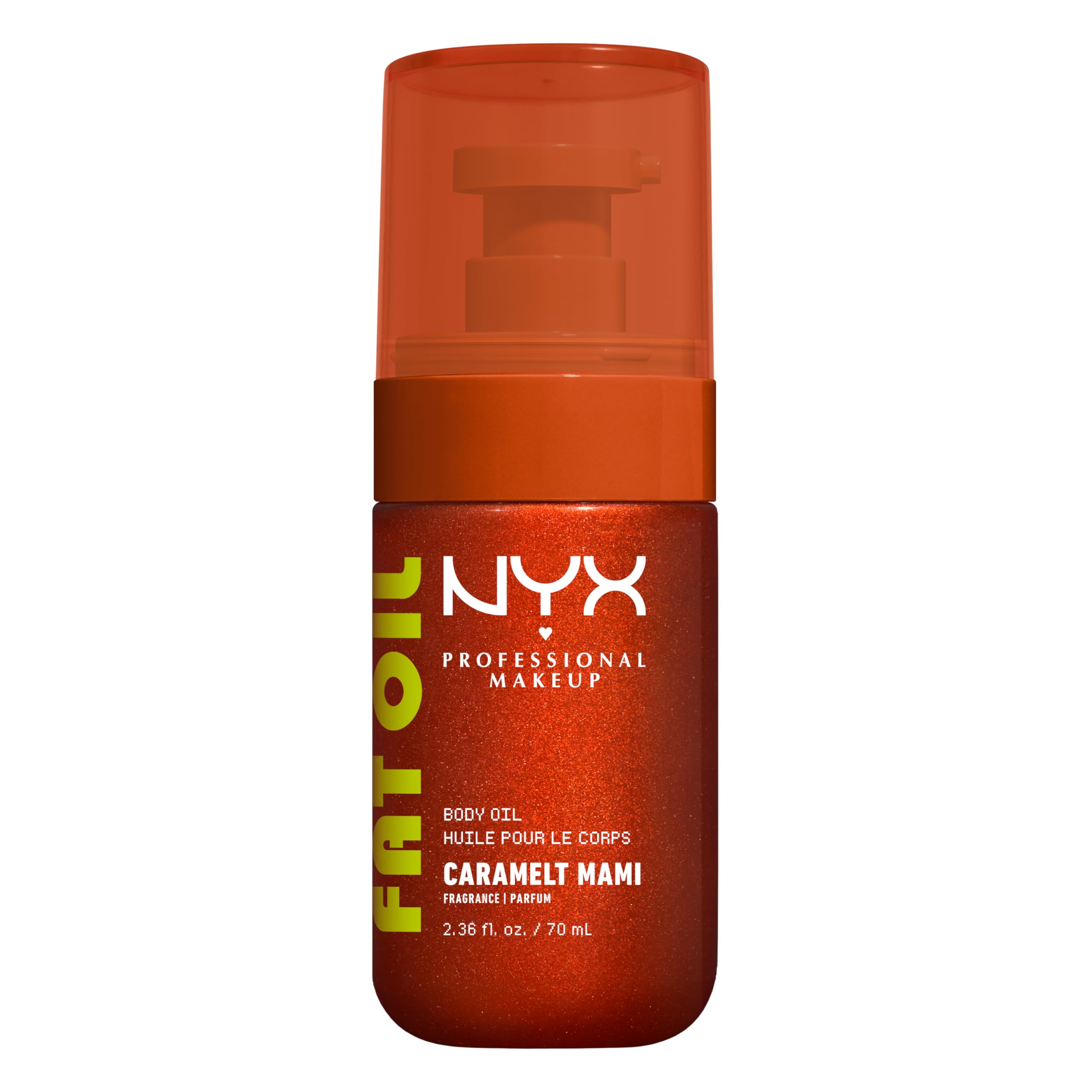 NYX Body Oil, Fat Oil Shimmering Body Moisturiser for Glowing Skin, 24hr Hydration with Avocado Oil & Vitamin E, High-Shine Finish, Non-Greasy & Vegan, Caramelt Mami