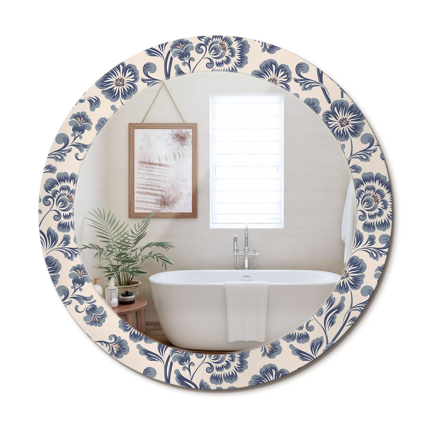 Miroir rond original floral fi70 décoratif pour salon et chambre