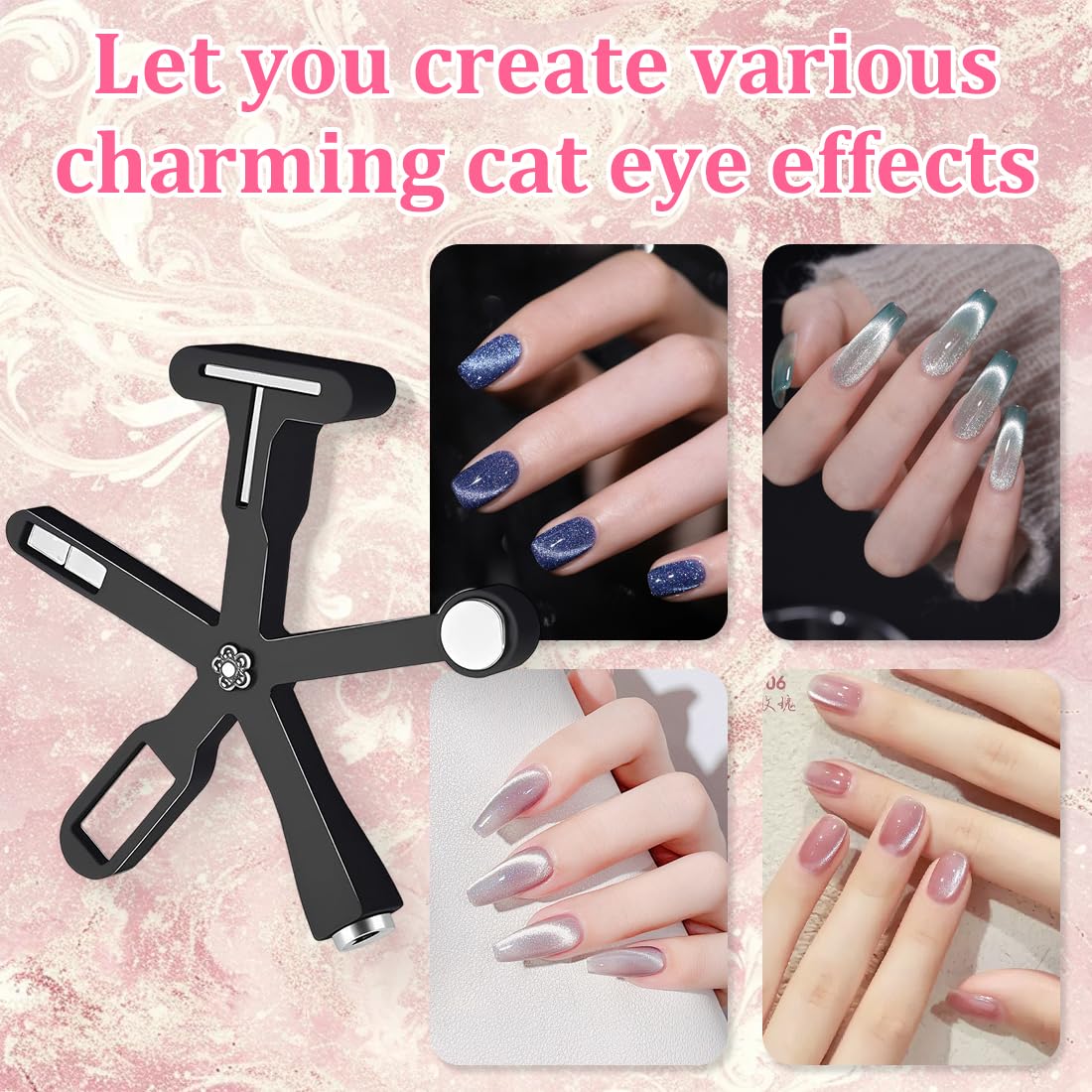 Nail Art Magnet, Penne Magnetiche per Unghie 3D Fai Da Te, Penne Magnetiche per Occhi di Gatto Multifunzione Aggiornate 6 in 1