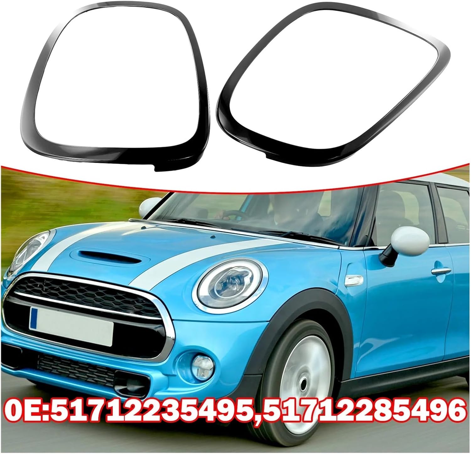 Compatible For BMW MINI F55 F56 F57 Rearlight Cover Trim Black Car Styling Headlight Frame Surround Trim 51712285495 51712285496