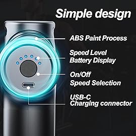 LEERCON Deep Tissue Mini Massage Gun, Muscle Percussion Massager for Athletes, 4 Massages Head and 6 Speeds for Pain Relief, Grey